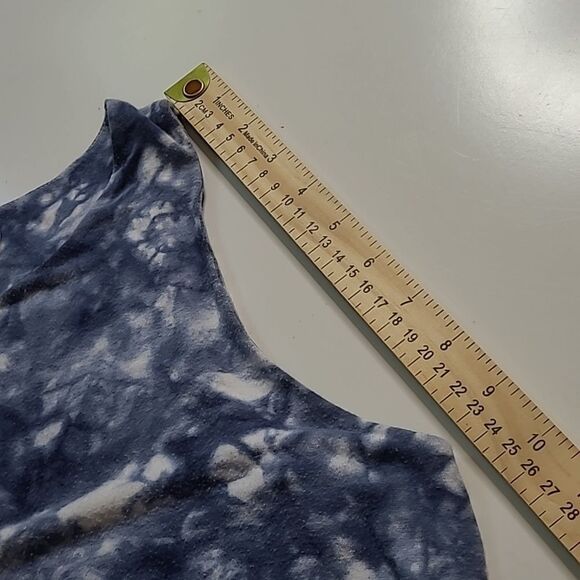 M ATHLETA HIGH NECK SLEEVELESS STRETCH BLUE WHITE ATHLETIC COASTAL DRESS MEDIUM - Picture 3 of 10